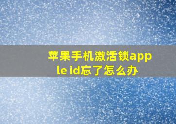 苹果手机激活锁apple id忘了怎么办